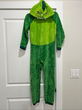 Kids' Green Dragon One-Piece Footie Pajamas with Hood